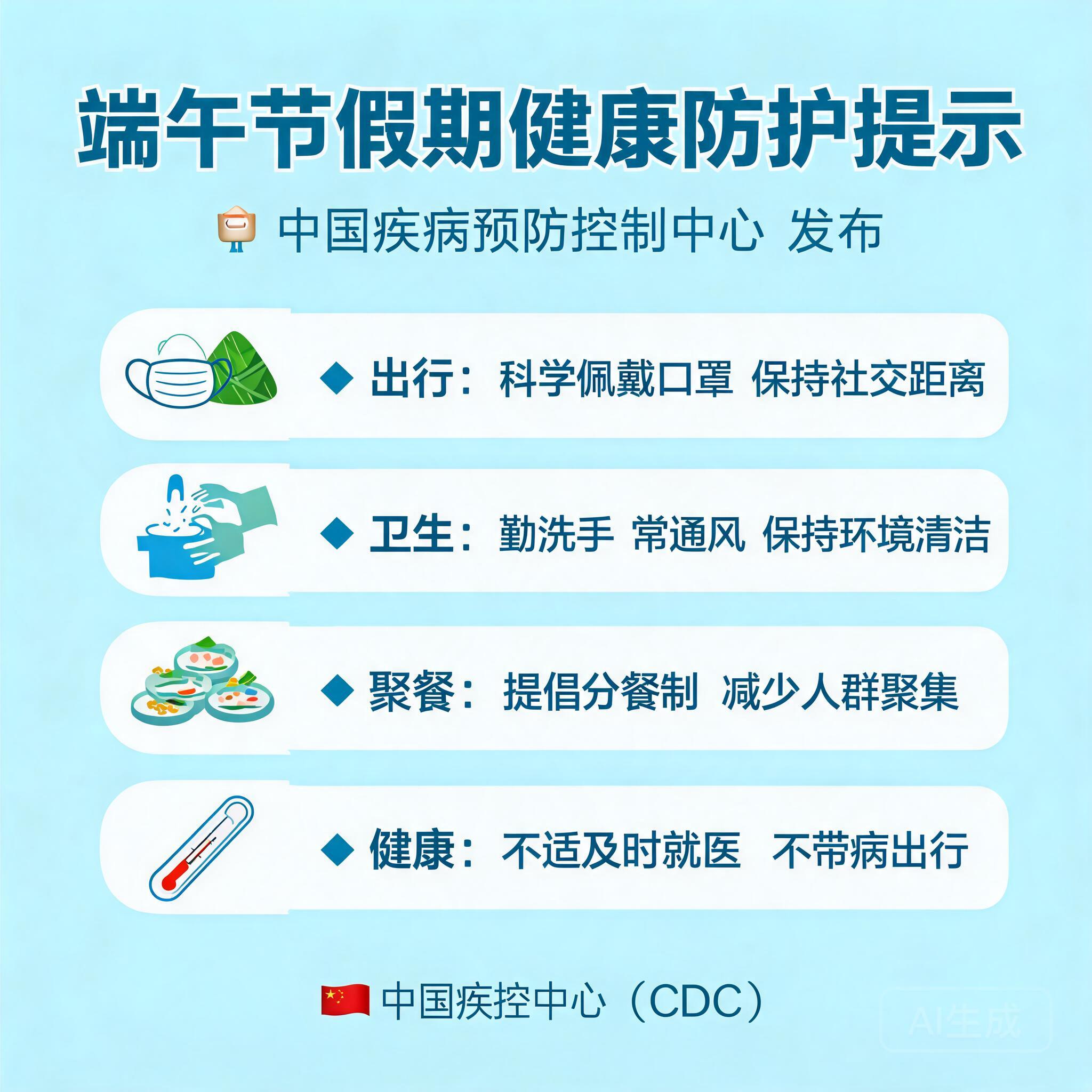 中疾控发布端午节假期健康防护提示