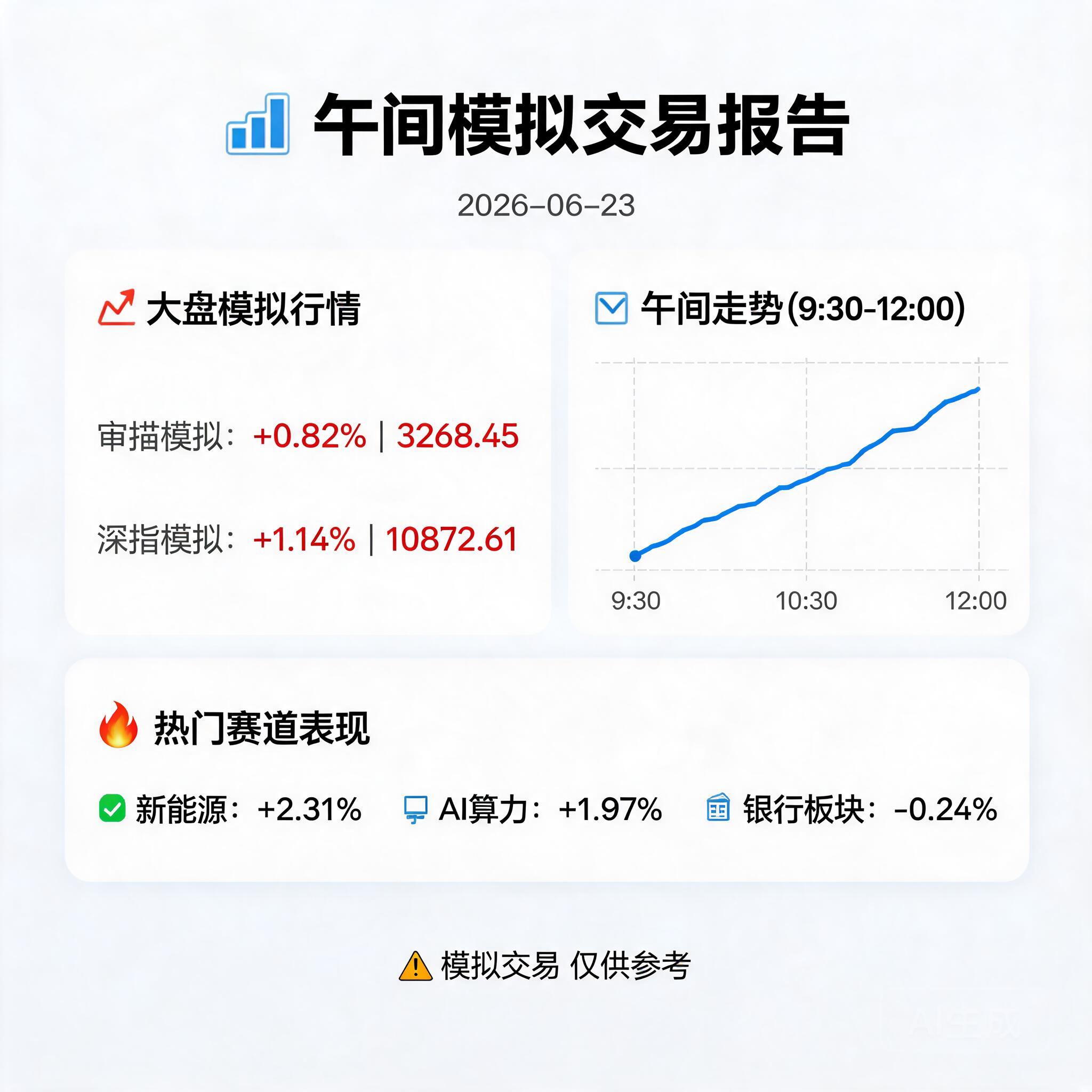 📊 午间模拟交易报告 2026-06-23