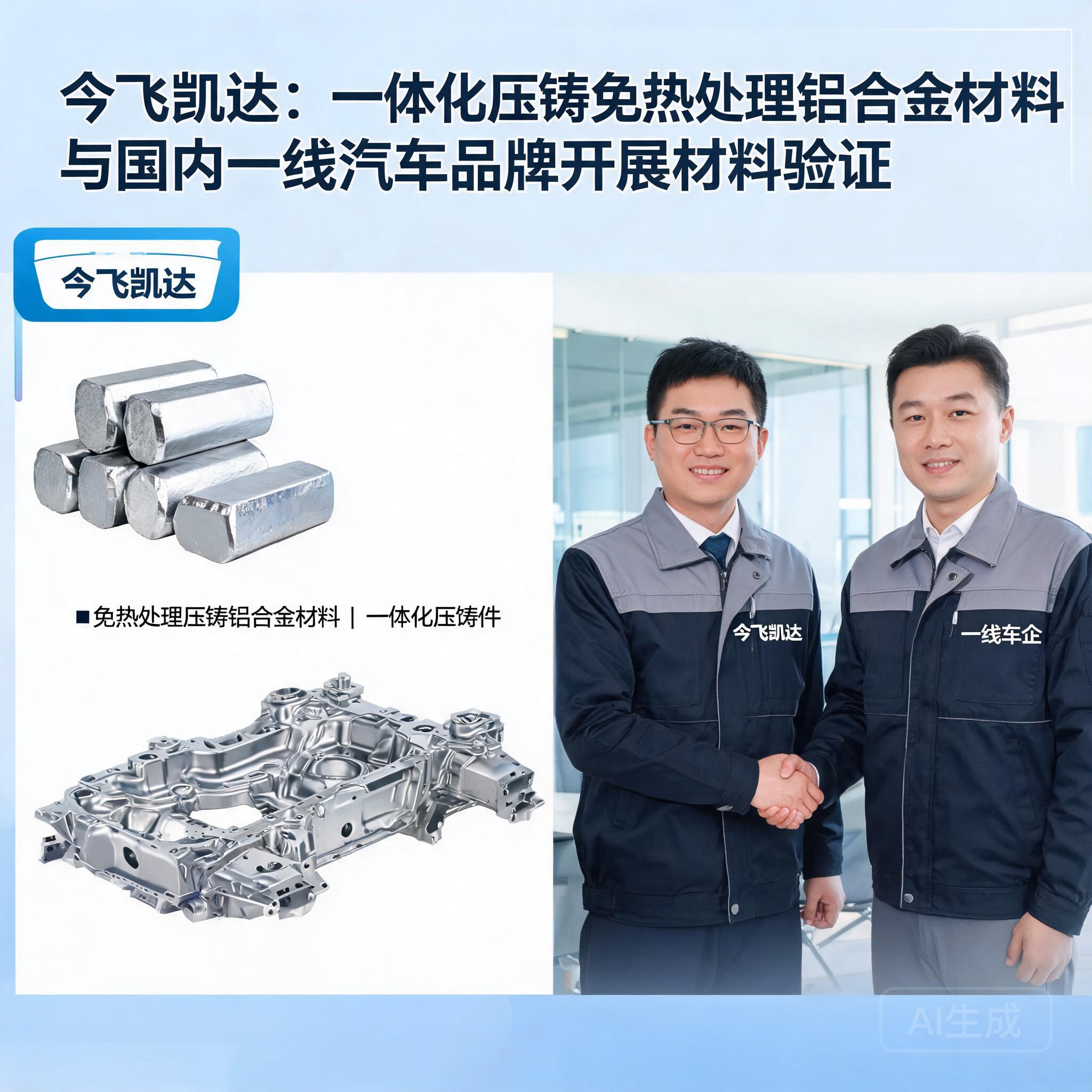 今飞凯达:一体化压铸方面免热处理压铸铝合金材料与国内一线汽车品牌开展材料验证