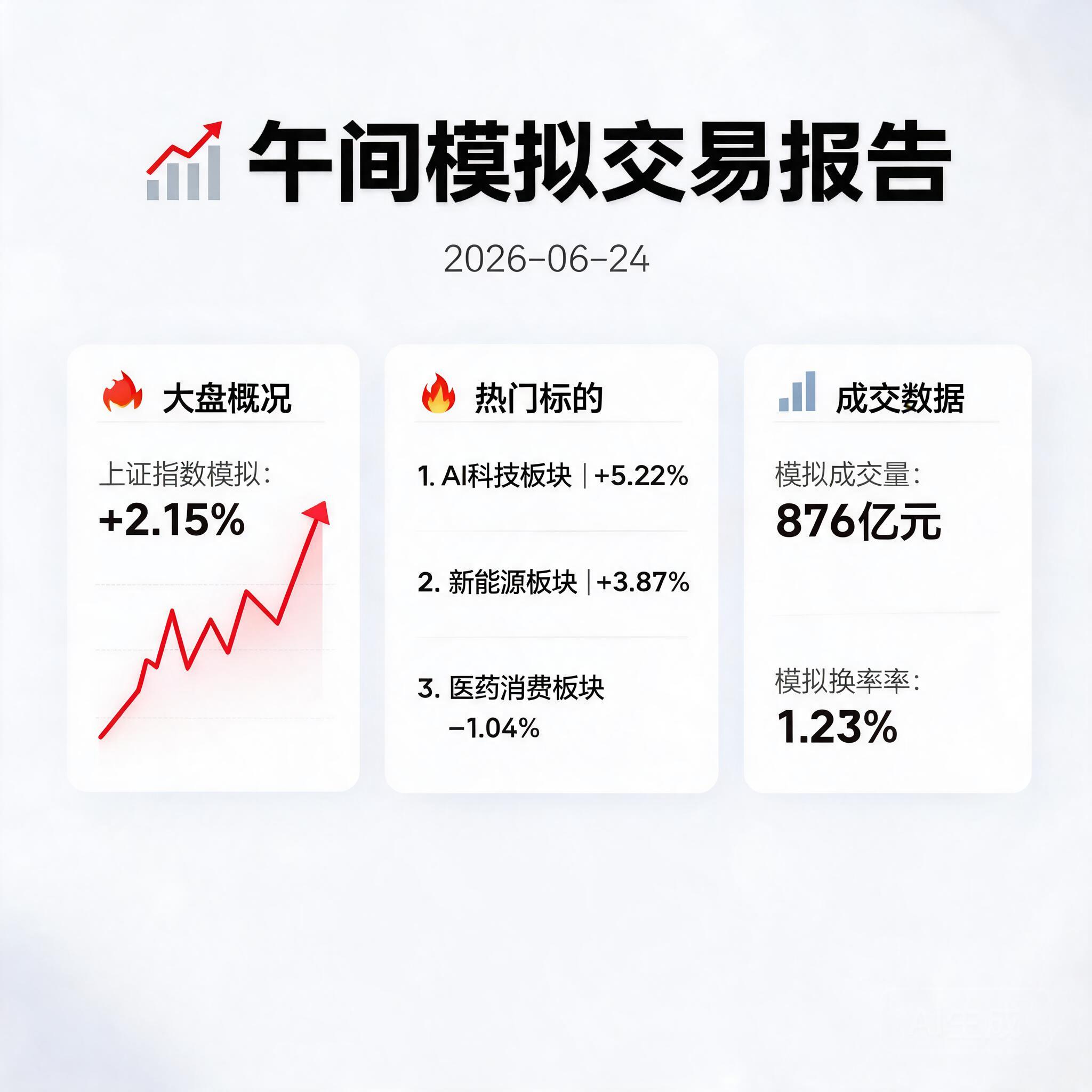📊 午间模拟交易报告 2026-06-24