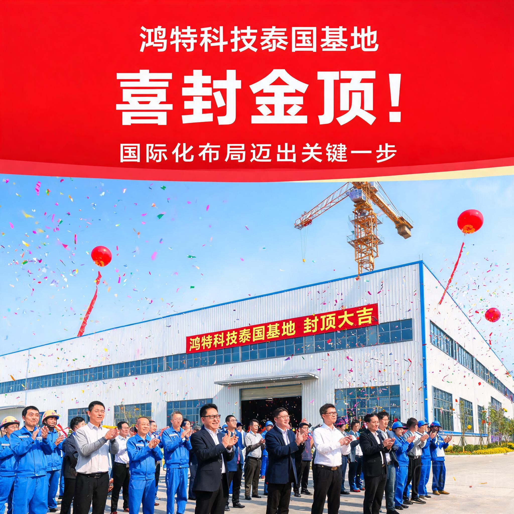 鸿特科技泰国基地喜封金顶!国际化布局迈关键一步