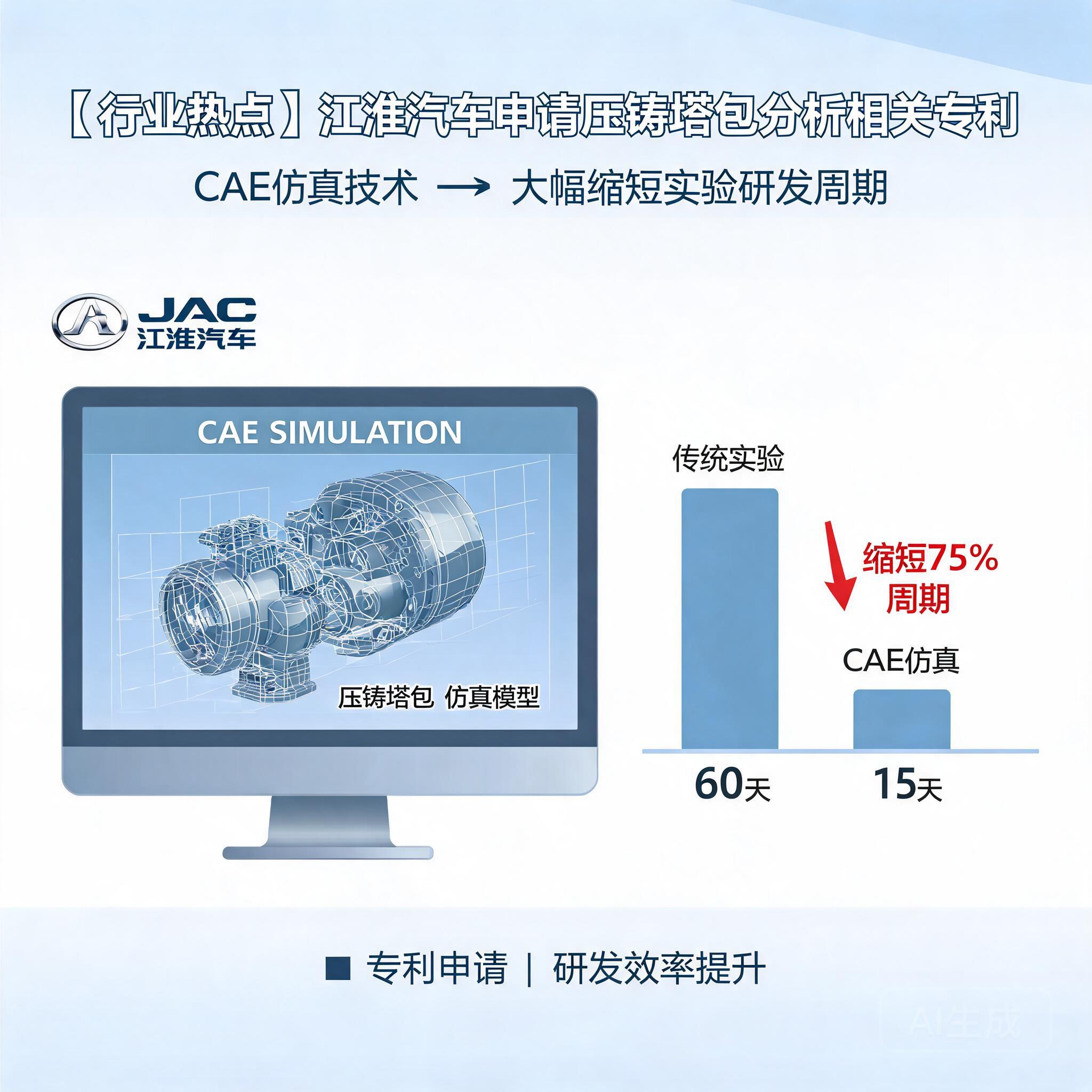 江淮汽车申请压铸塔包分析相关专利,CAE仿真缩短实验周期
