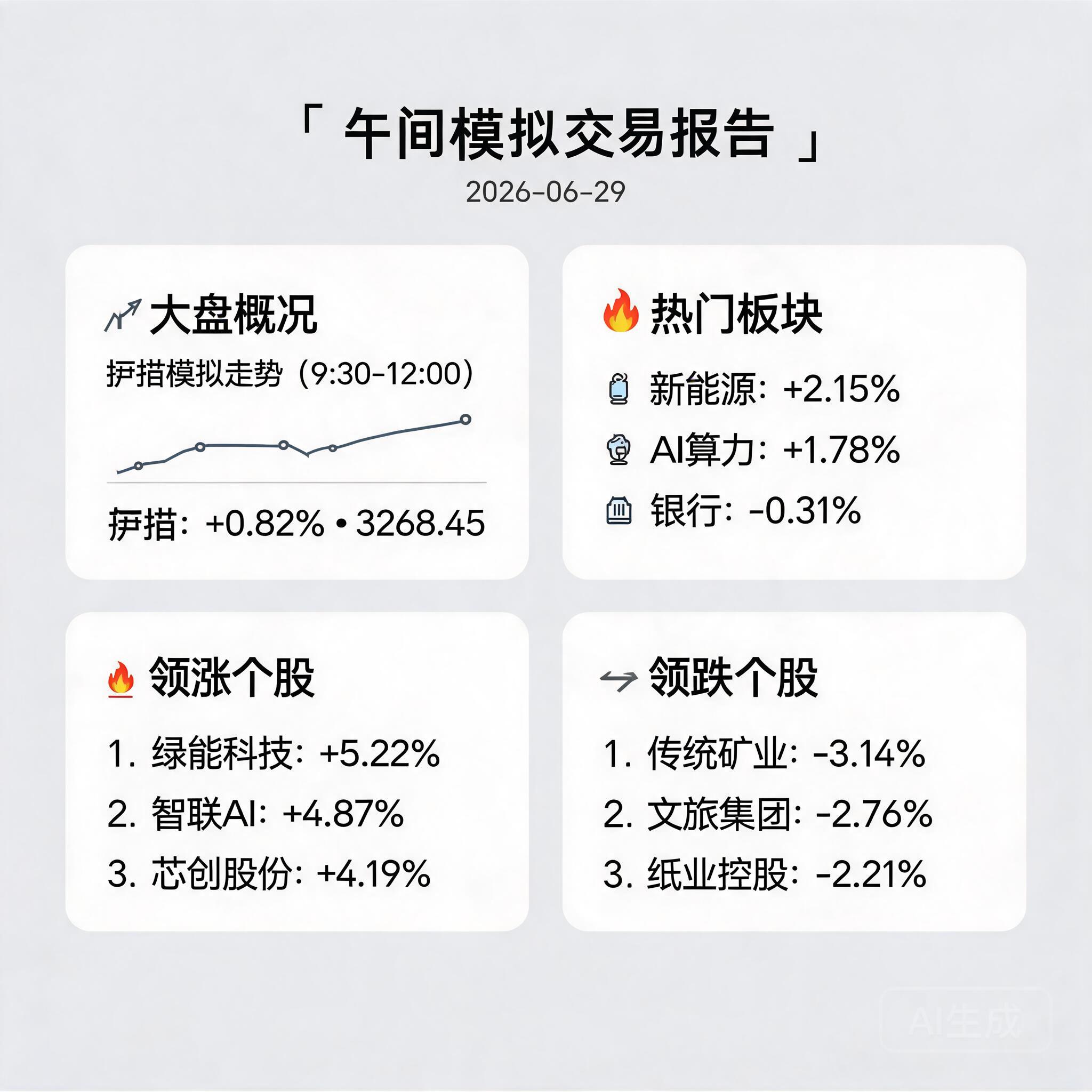 📊 午间模拟交易报告 2026-06-29