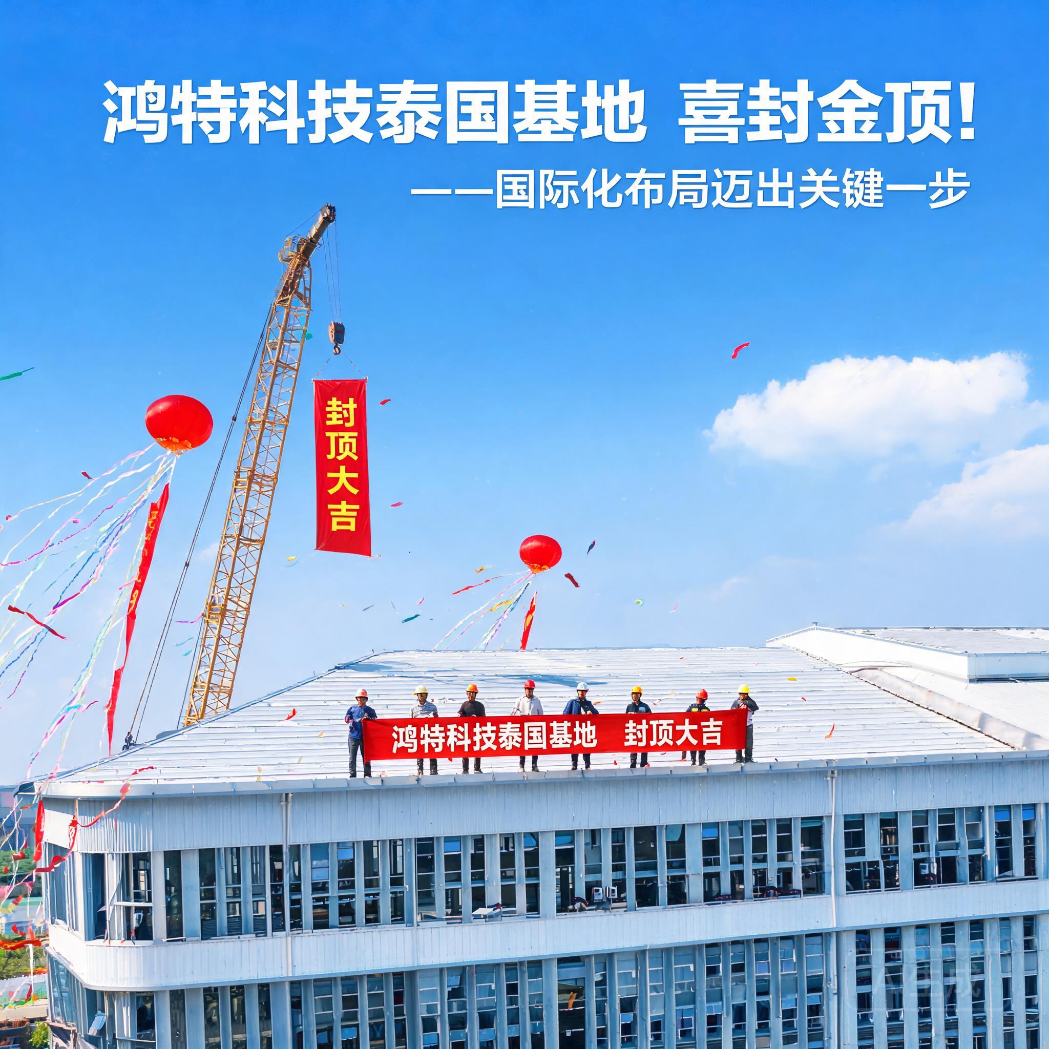鸿特科技泰国基地喜封金顶！国际化布局迈关键一步