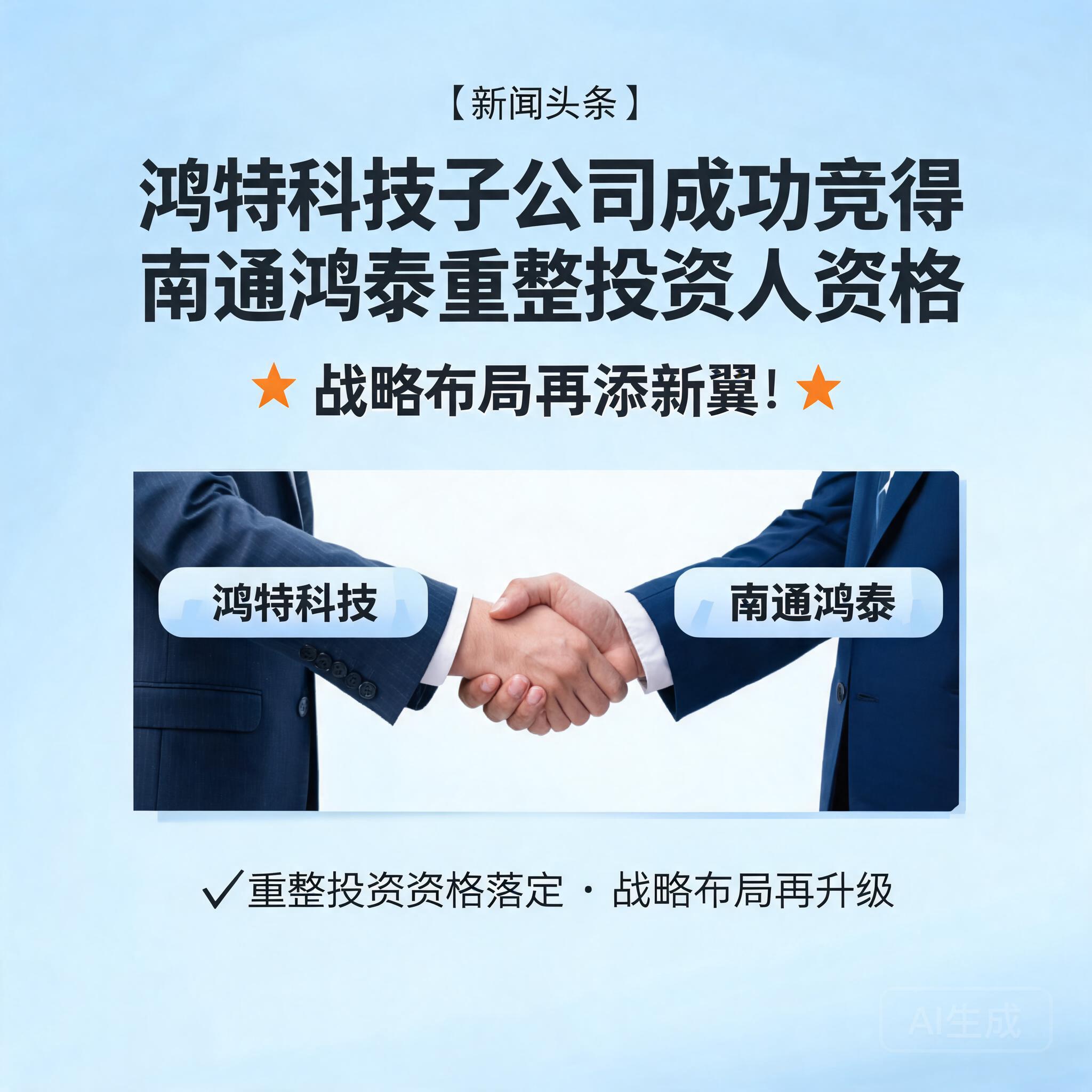 鸿特科技子公司成功竞得南通鸿泰重整投资人资格,战略布局再添新翼!