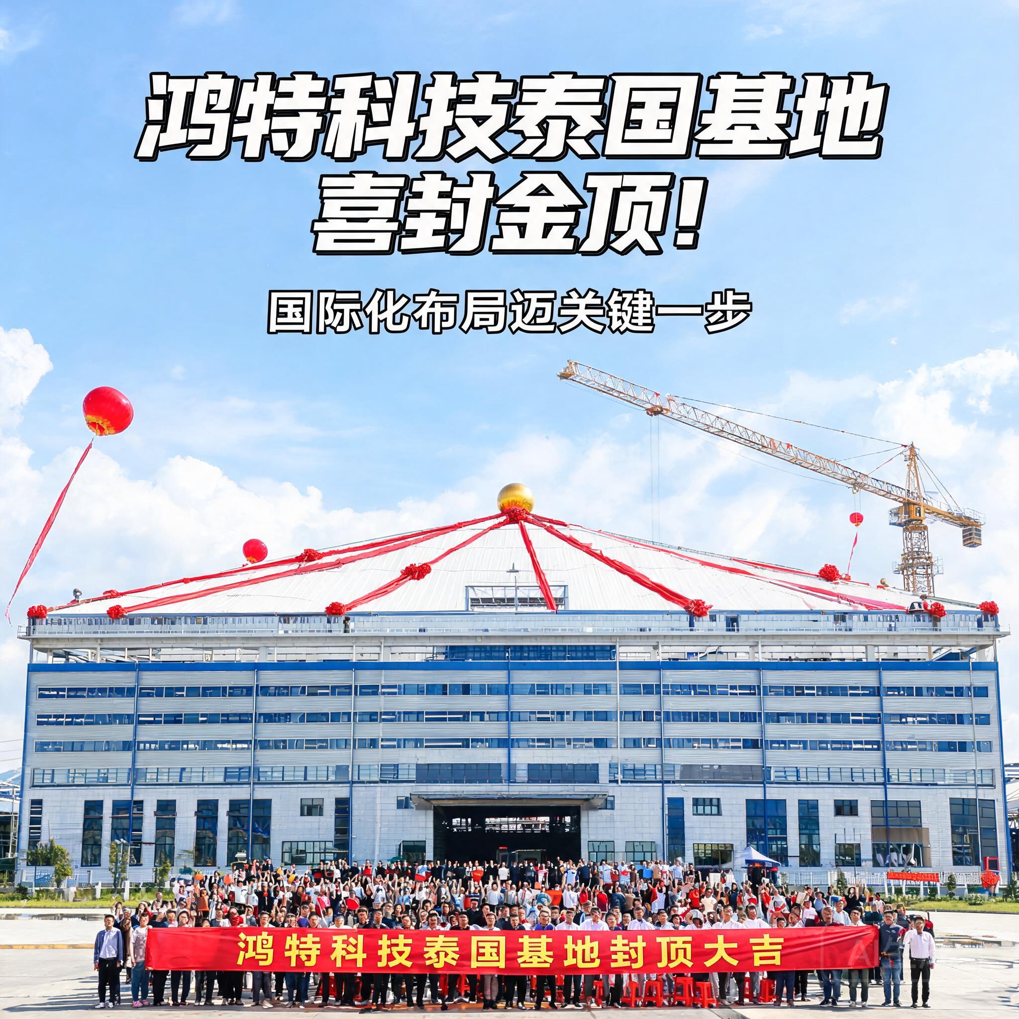 鸿特科技泰国基地喜封金顶!国际化布局迈关键一步