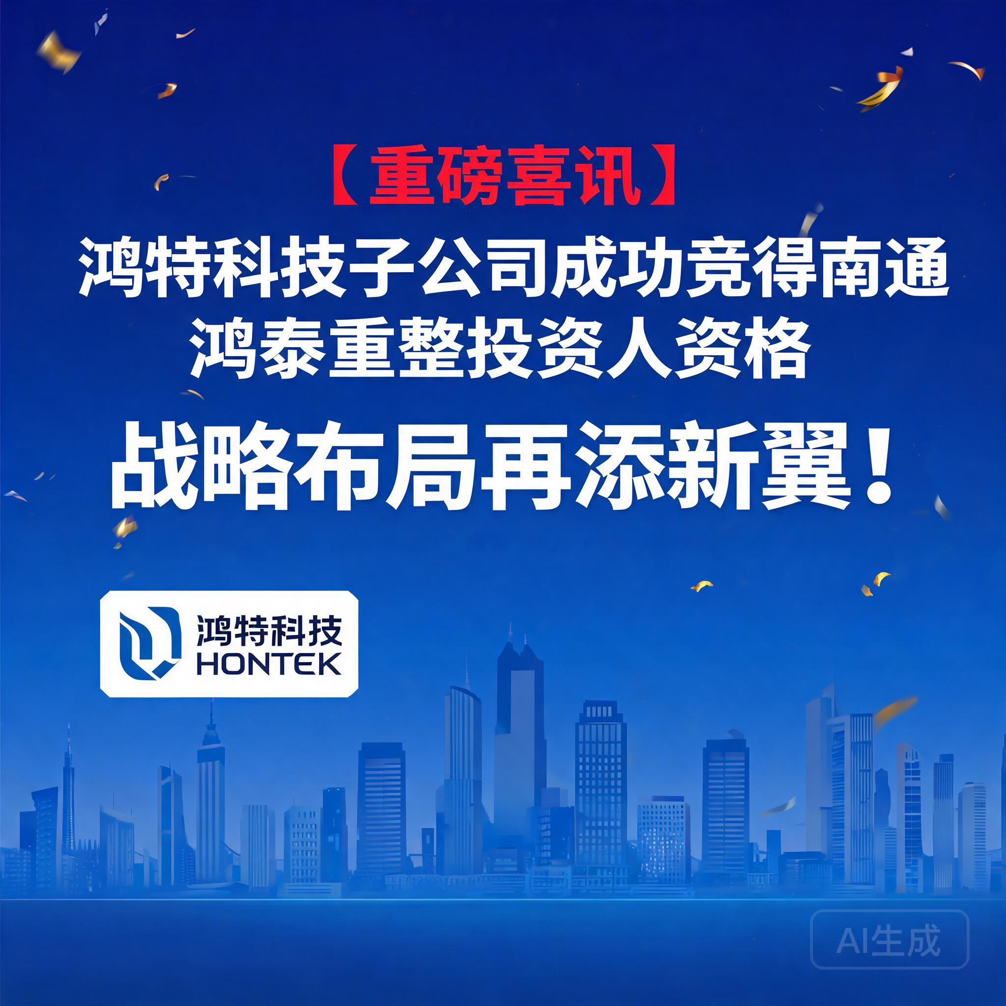 鸿特科技子公司成功竞得南通鸿泰重整投资人资格,战略布局再添新翼!