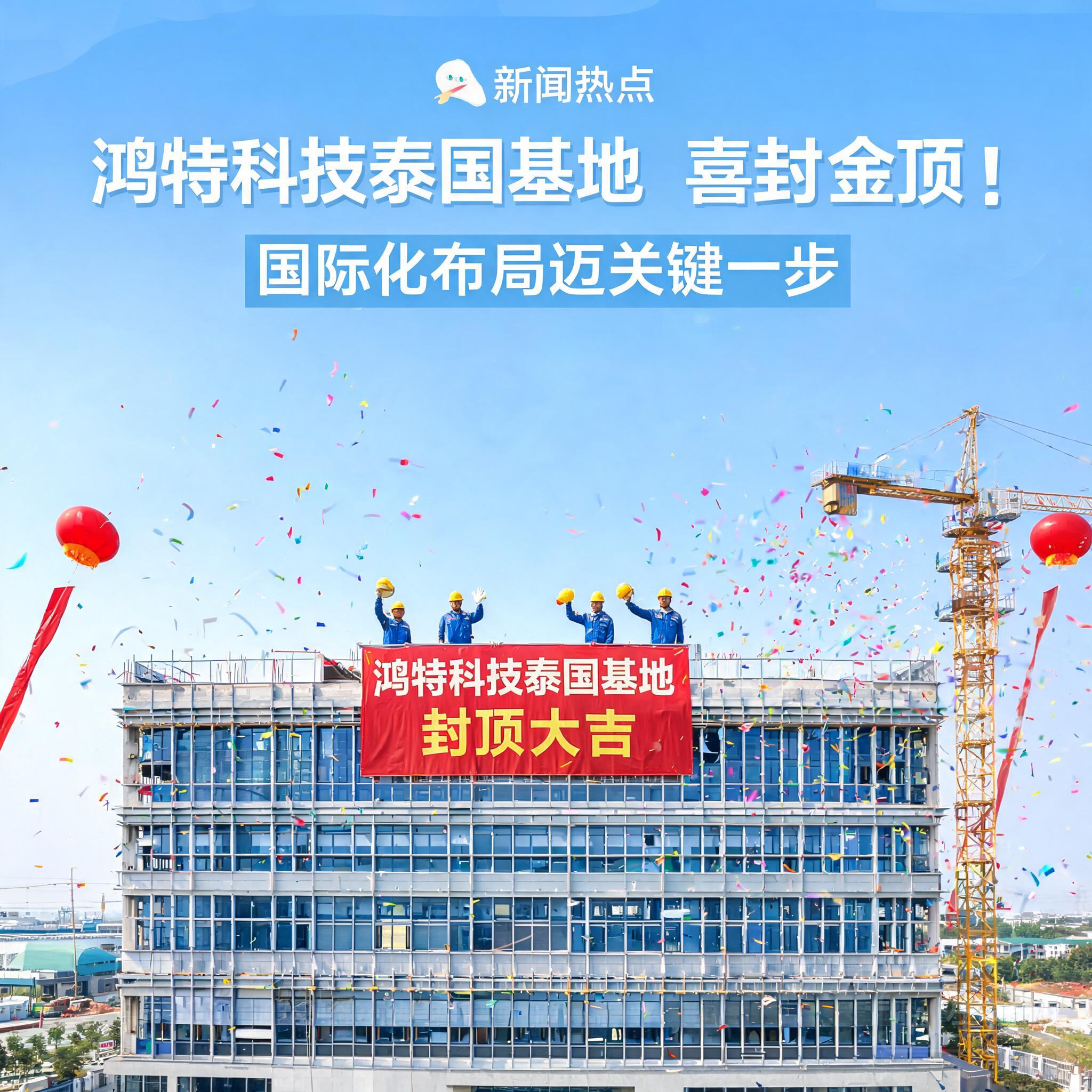 鸿特科技泰国基地喜封金顶!国际化布局迈关键一步