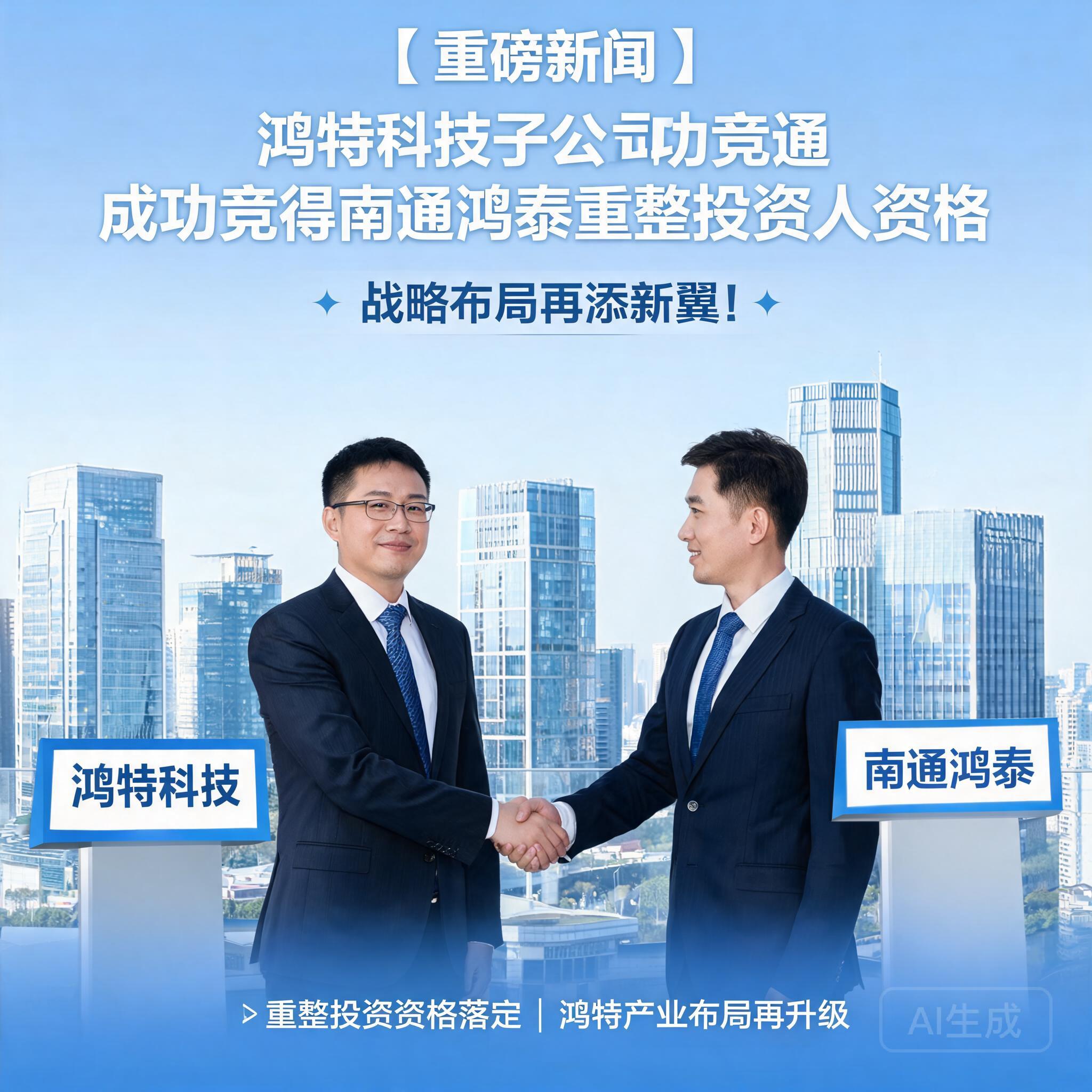 鸿特科技子公司成功竞得南通鸿泰重整投资人资格,战略布局再添新翼!