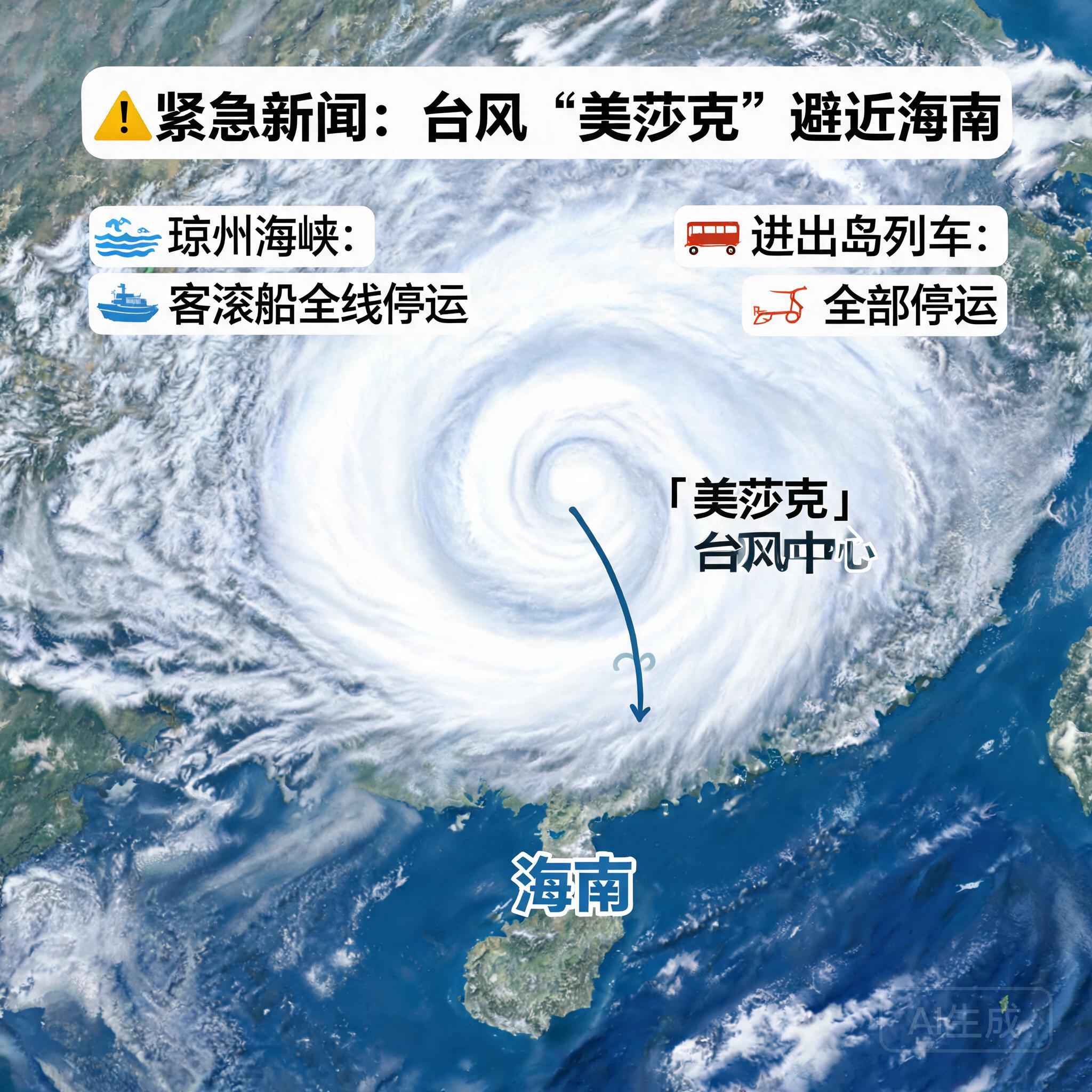 台风“美莎克”生成逼近海南,琼州海峡停运、进出岛列车全部停运
