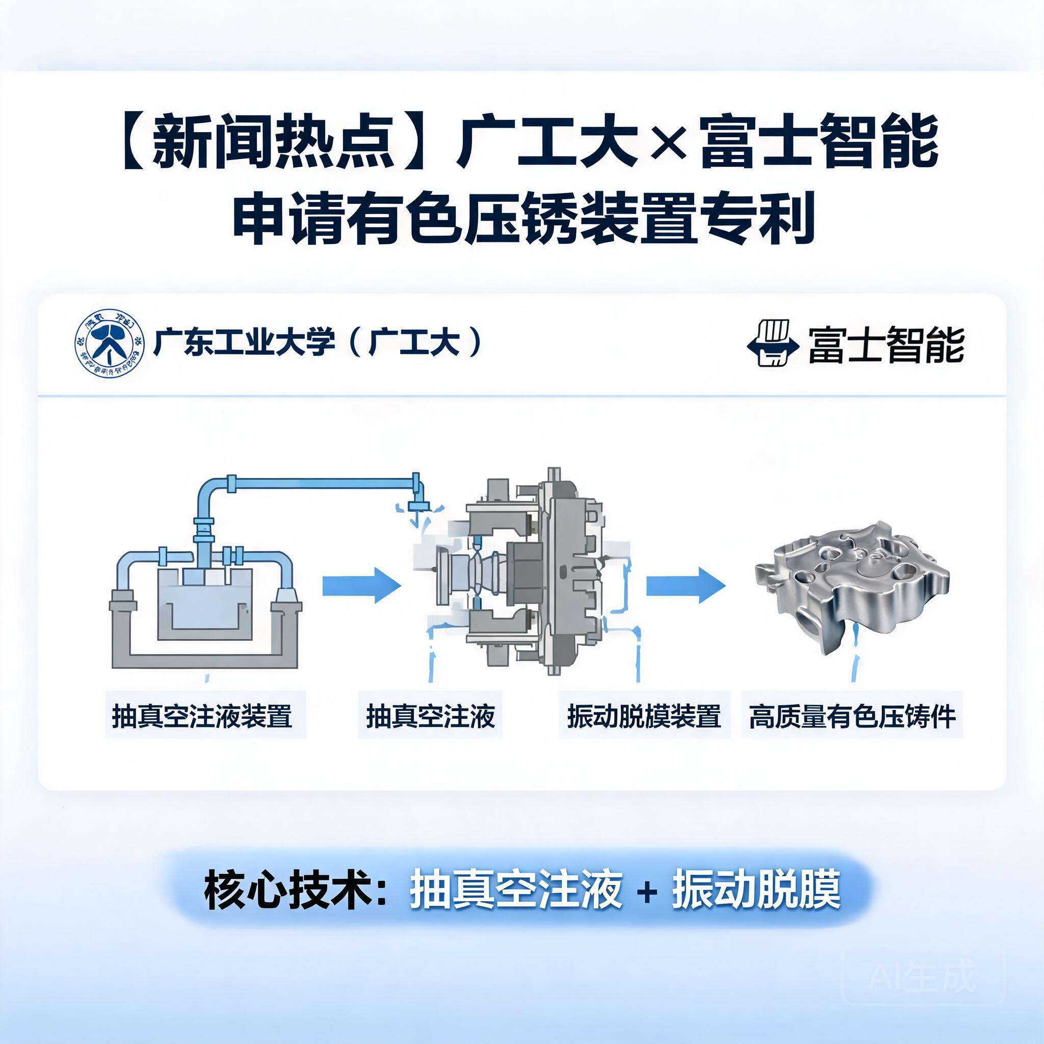 广工大、富士智能申请有色压铸装置相关专利,抽真空注液、振动脱模制高质量压铸件