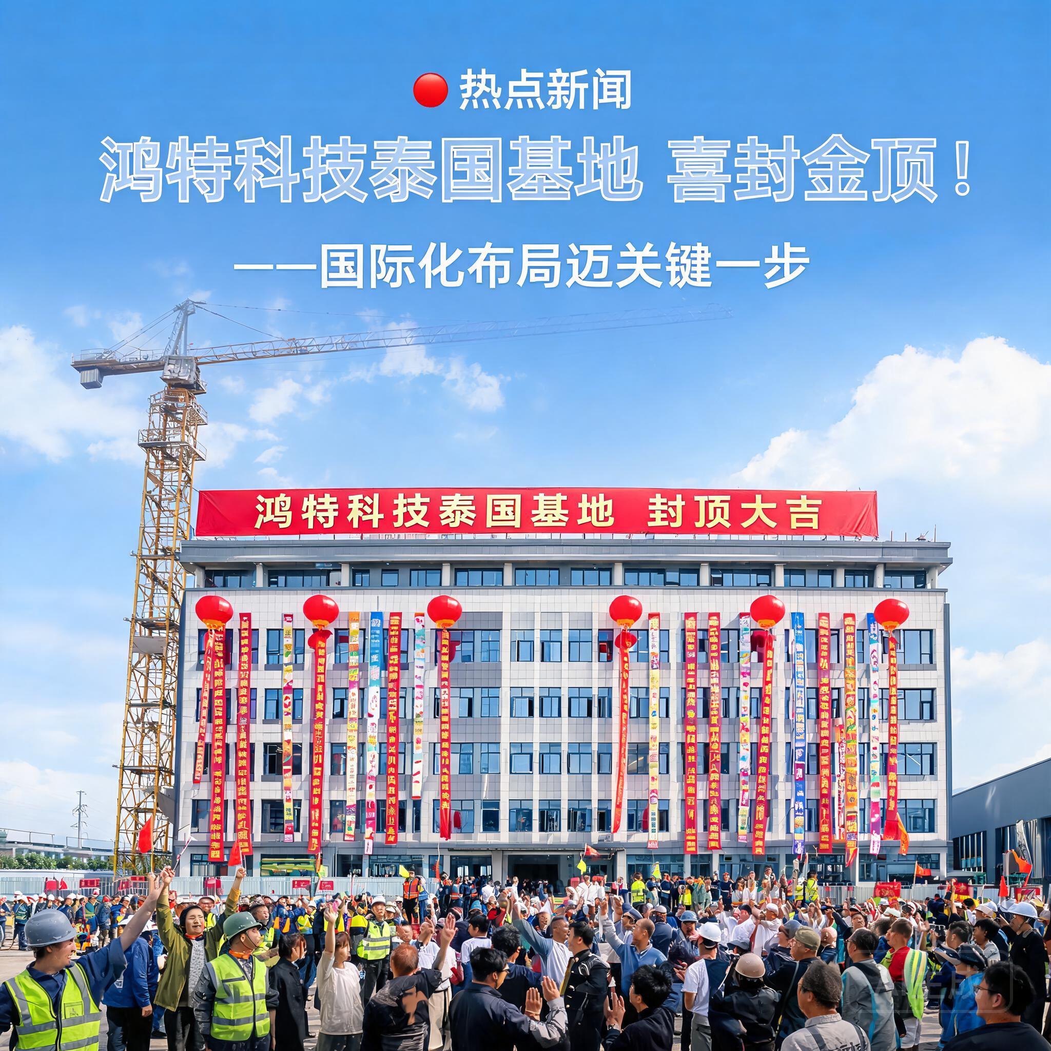 鸿特科技泰国基地喜封金顶!国际化布局迈关键一步