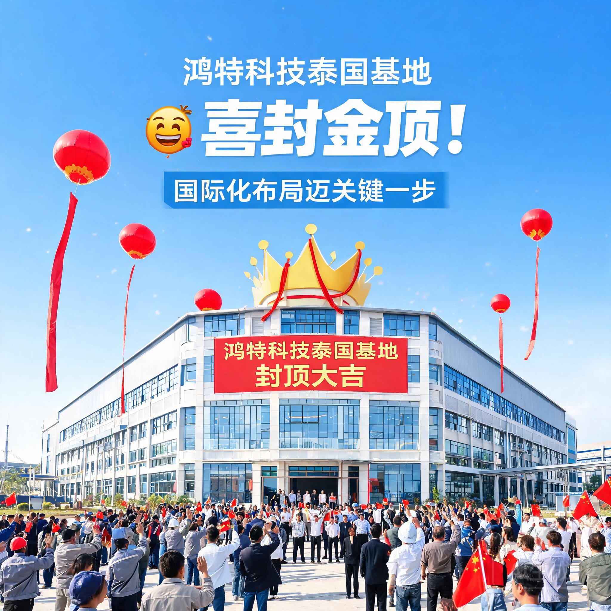 鸿特科技泰国基地喜封金顶!国际化布局迈关键一步