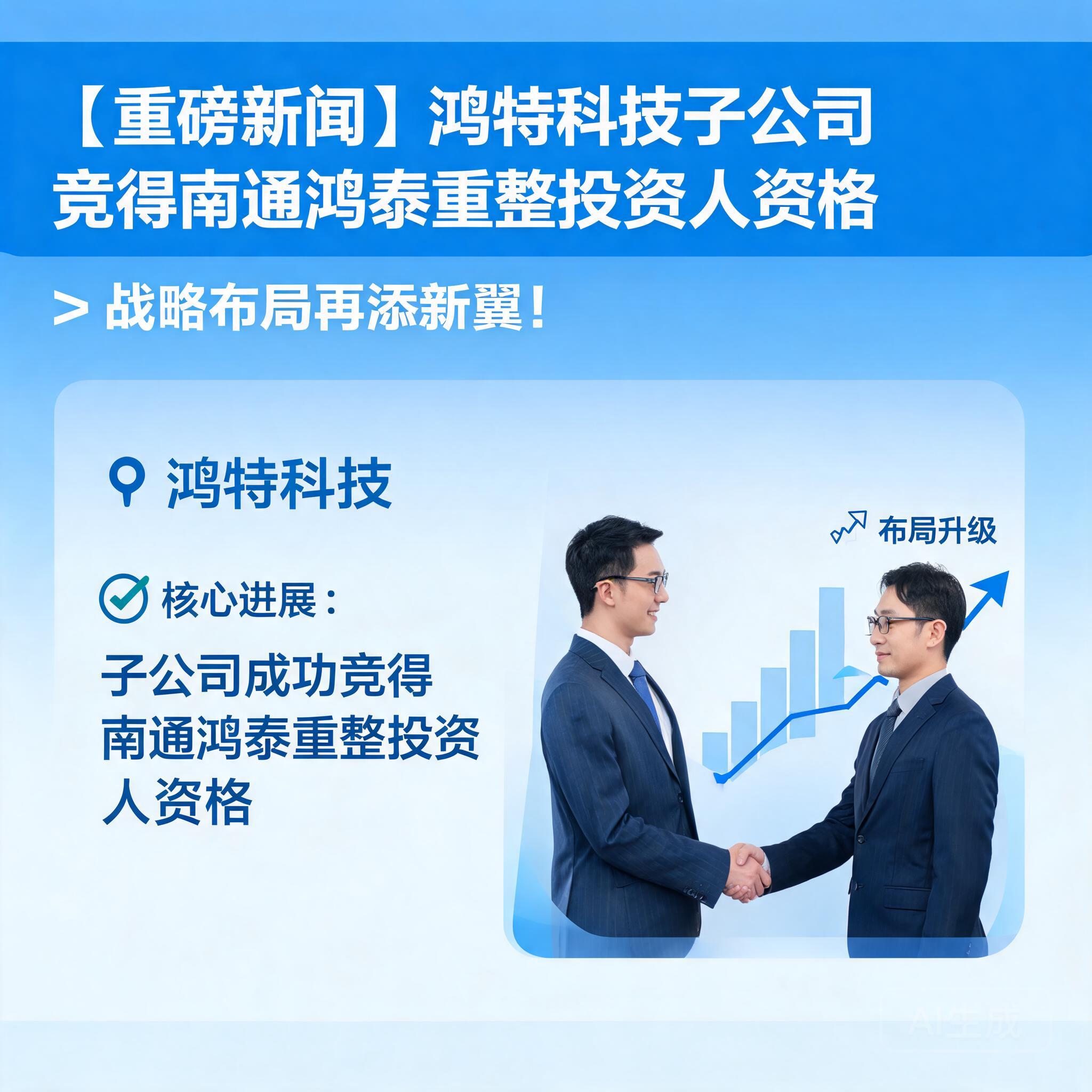 鸿特科技子公司成功竞得南通鸿泰重整投资人资格，战略布局再添新翼！