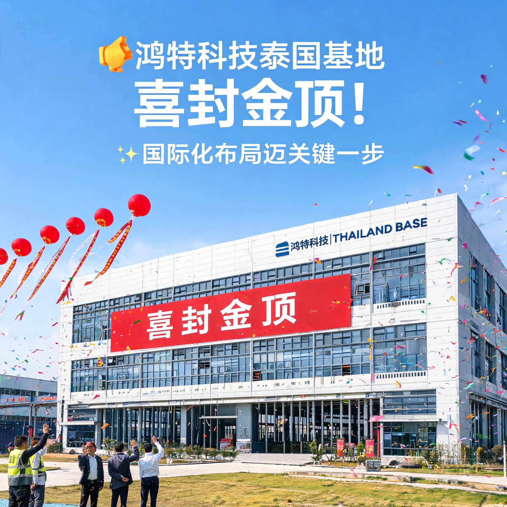 鸿特科技泰国基地喜封金顶!国际化布局迈关键一步