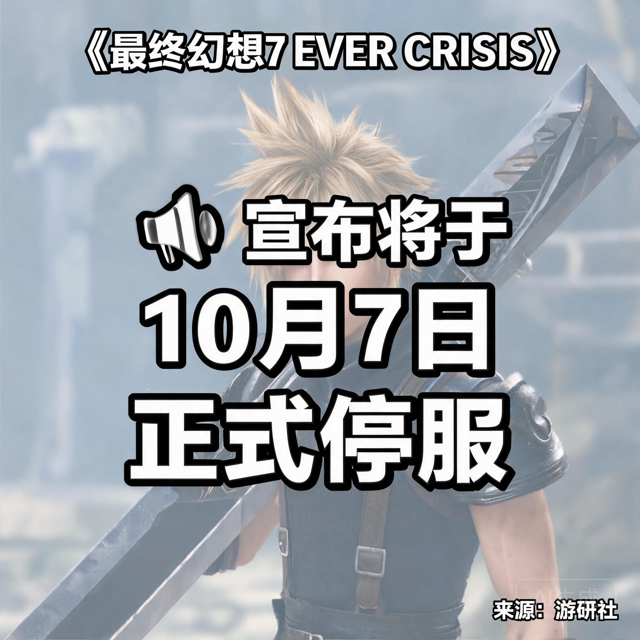 《最终幻想7 EVER CRISIS》宣布将于10月7日正式停服 -- 来自游研社