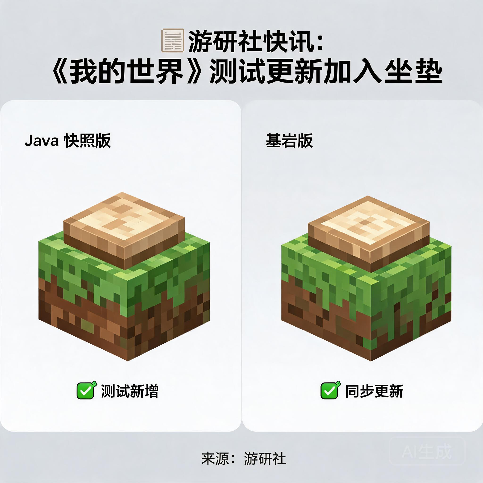 《我的世界》java快照版和基岩版测试中更新加入了坐垫 -- 来自游研社