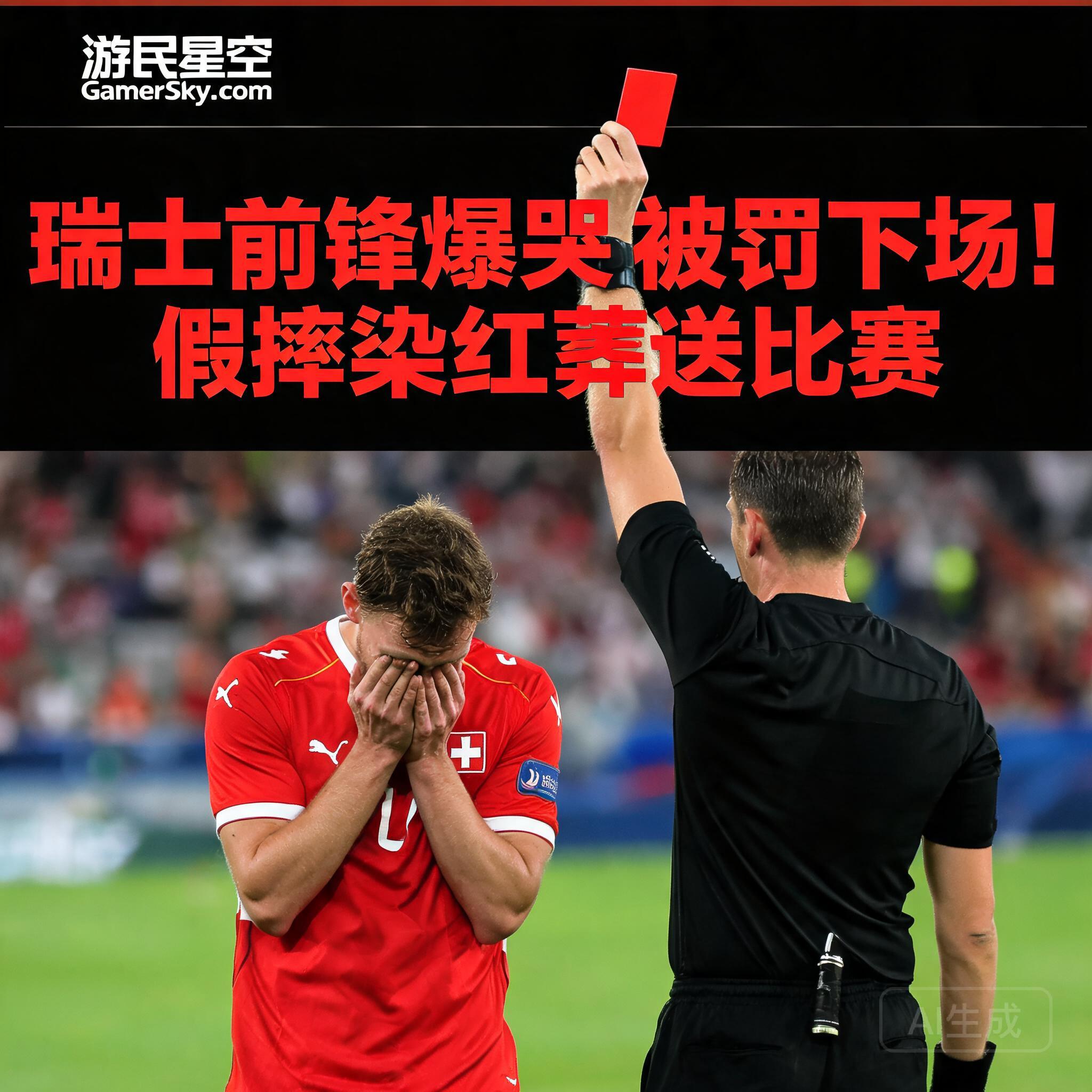瑞士前锋爆哭被罚下场爆哭!假摔染红葬送比赛 _ 游民星空 GamerSky.com